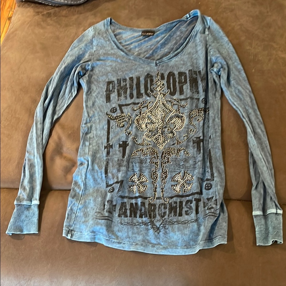 Philosophy Blue Long Sleeve Top